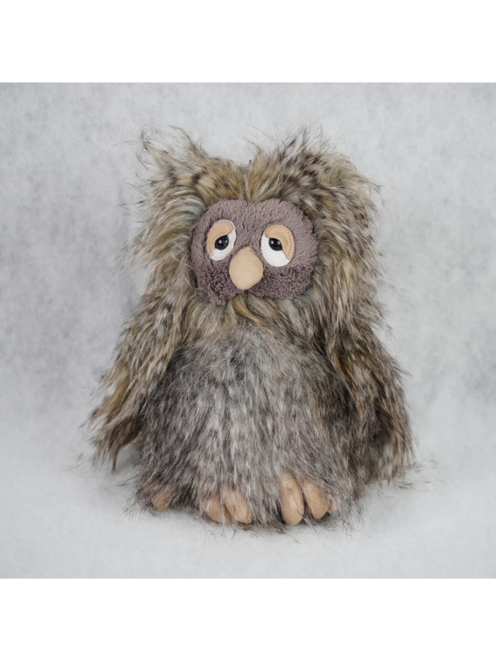 Jellycat London Orlando Owl Fuzzy Brown Gray Plush Stuffed Animal Retired NWT